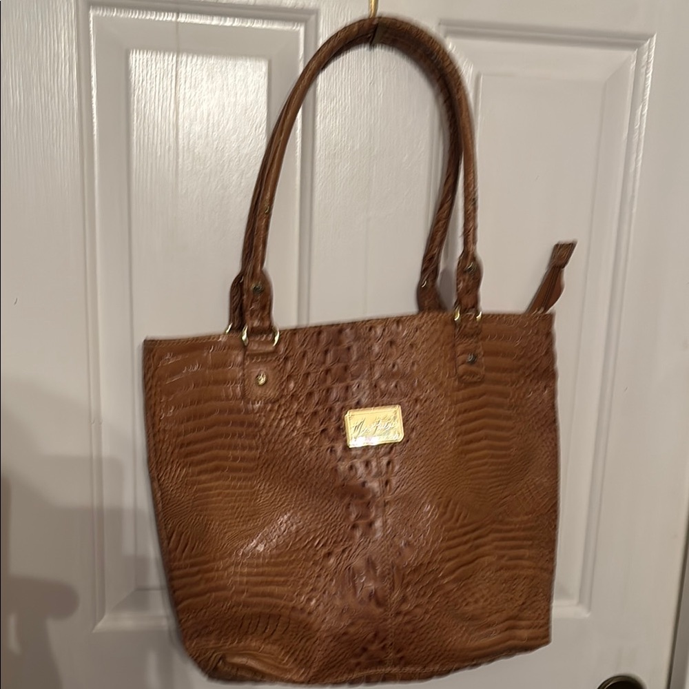 Marc Fisher Brown Crocodile Embossed Tote - Picture 1 of 13